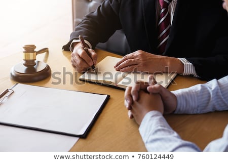 Stock fotó: Close Up Of Gavel Male Lawyer Or Judge Working With Law Books