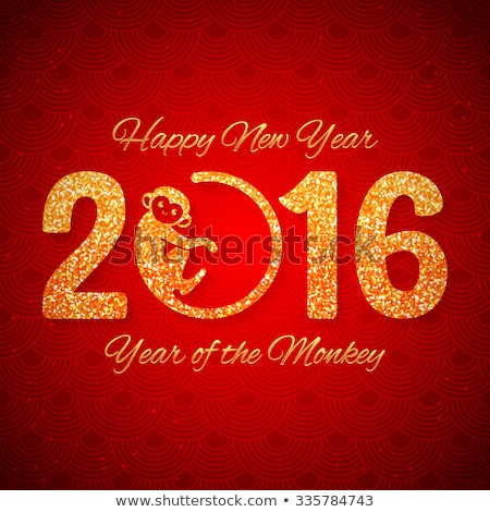 Zdjęcia stock: 2016 Happy Chinese New Year Of Monkey Icons Card