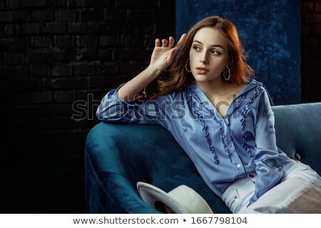 Stockfoto: Rouw · in · donkerblauwe · jurk