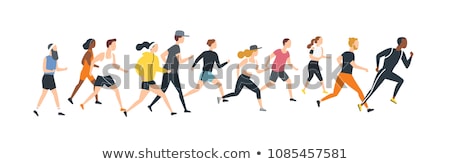 Foto stock: Young Woman Running Cartoon Vector Illustration Isolated On White Background