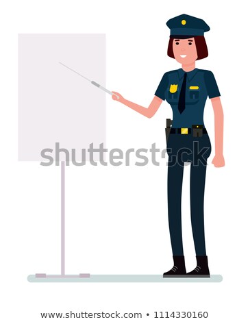 Stock fotó: Young Caucasian Policeman Holding A Pointer Stick