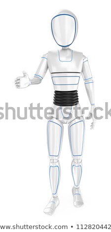 Сток-фото: 3d Humanoid Robot Welcoming Offering The Hand