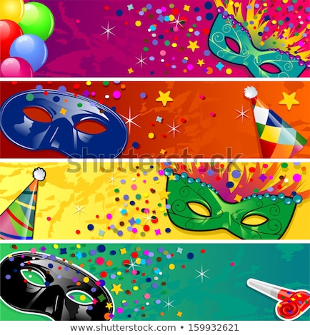 Stok fotoğraf: Carnival Masks Set Transparent Background