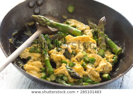 Stok fotoğraf: Bunch Of Cooked Asparagus With Egg