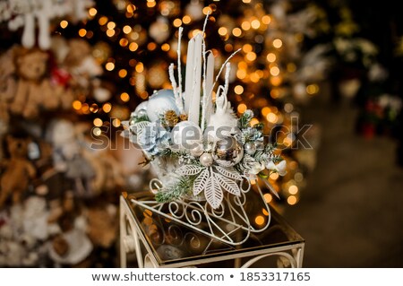 Foto stock: Christmas Composition With Sleigh Pinecone And Decoration