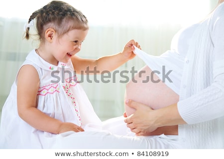 Stock photo: Little Cute Girl Mother Pregnant Tummy