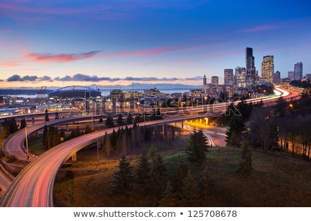 Foto stock: Seattle Washington Highway Light Trails