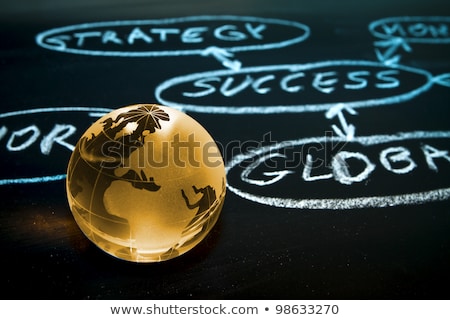 Stock foto: Flowchart On A Chalk Board World Globe