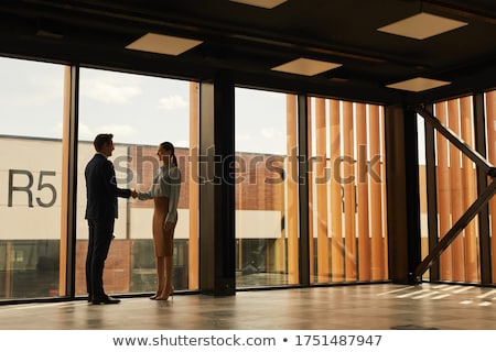 Foto stock: Business Woman - Real Estate Agent Standing On White