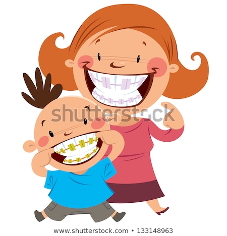 ストックフォト: Happy Mom And Son Smiling Showing Their Teeth