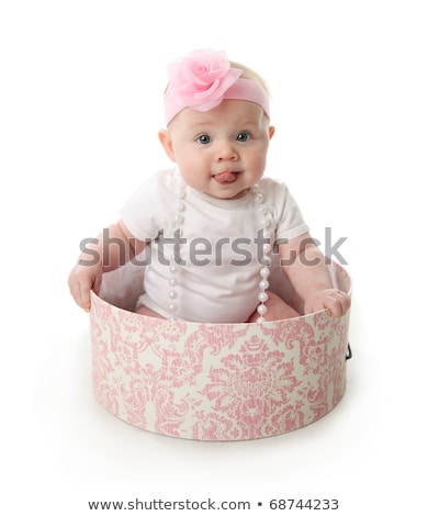 Stockfoto: Baby Girl Playing With Beads Beautiful Baby Girl Happy Baby