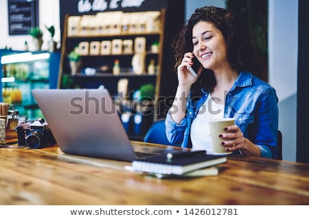 Stok fotoğraf: Retro Hipster Girl Talking On Old Fashioned Phone
