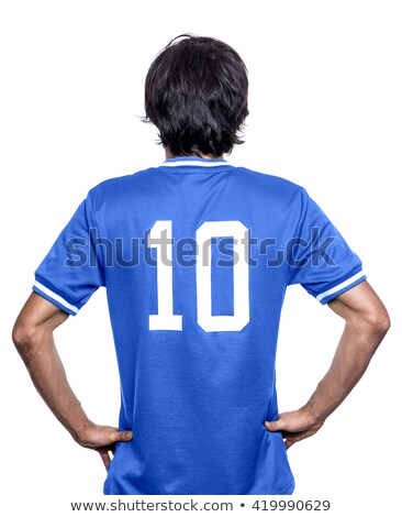 Foto stock: Football Player In Blue Jersey Kicking