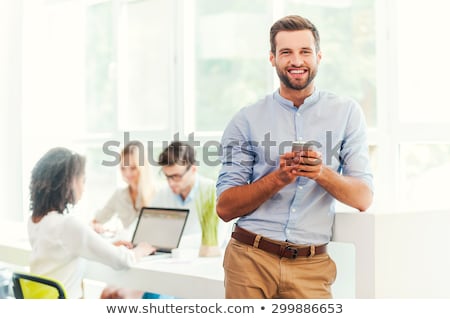 Stockfoto: Young Unrecognizable Businessman Professional Text Messaging On