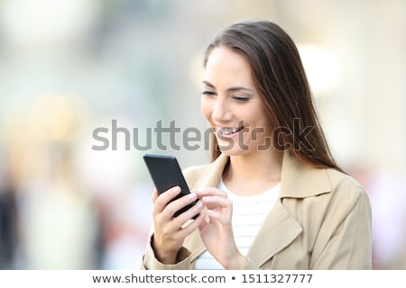 Foto stock: Checking Email Happy Business Lady