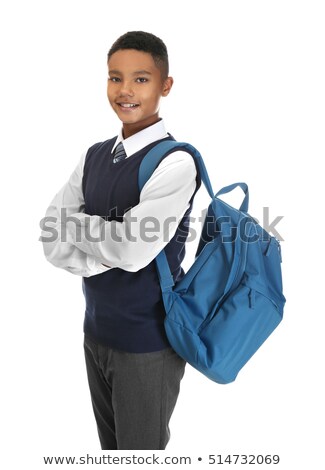 Stockfoto: African American Pupil With Backpack And Textbook