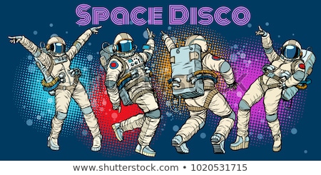 Stock fotó: Disco Party Astronauts Dancing Men And Women