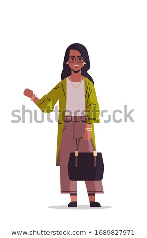 Сток-фото: Arabic Woman With Ladies Handbag Waving Hand