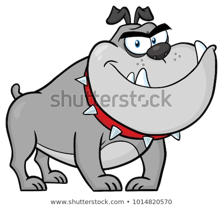 Foto stock: Angry Bulldog Dog Cartoon Mascot Character Gray Color