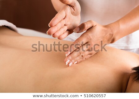 Foto stock: Shirtless Man And Female Hands