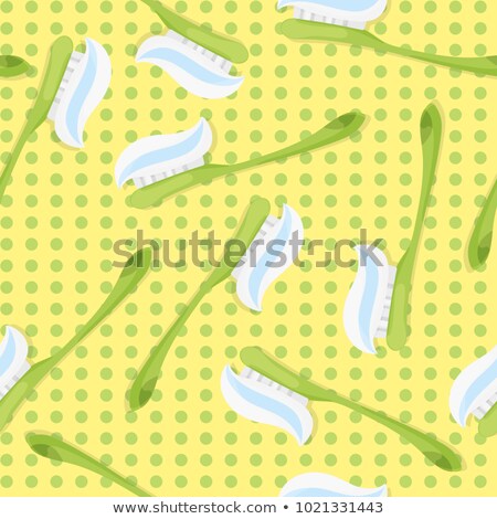 Stockfoto: Toothbrush With Toothpaste Pattern Repeat Seamless In Green Color For Any Design