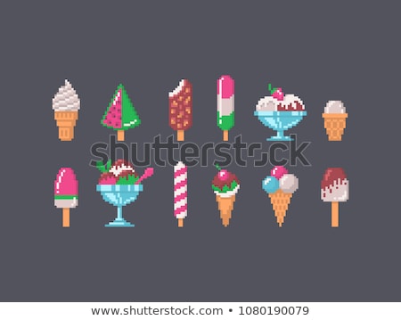 Сток-фото: Ice Cream Set Pixel Art 8 Bit Icecream Vector Illustration