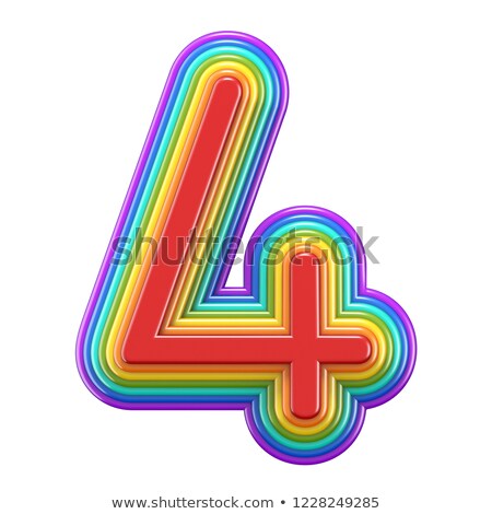 Stockfoto: Concentric Rainbow Number 4 Four 3d