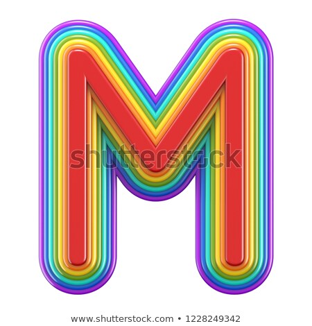 Foto stock: Concentric Rainbow Font Letter M 3d