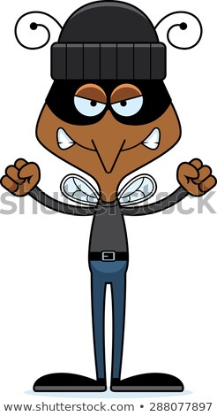 Foto stock: Cartoon Angry Thief Mosquito