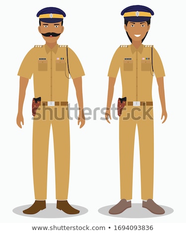 Foto stock: Police Policeman And Woman Vector Illustration