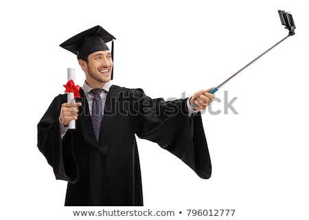 Stock fotó: Happy Male Students Or Graduates Taking Selfie