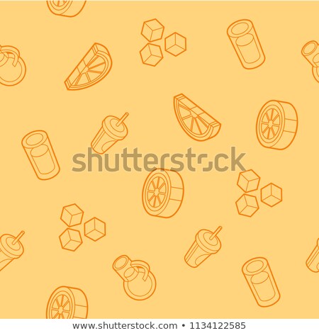 Stock fotó: Lemonade Outline Isometric Pattern