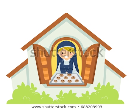 Zdjęcia stock: Girl Nun Cookies Charity Illustration