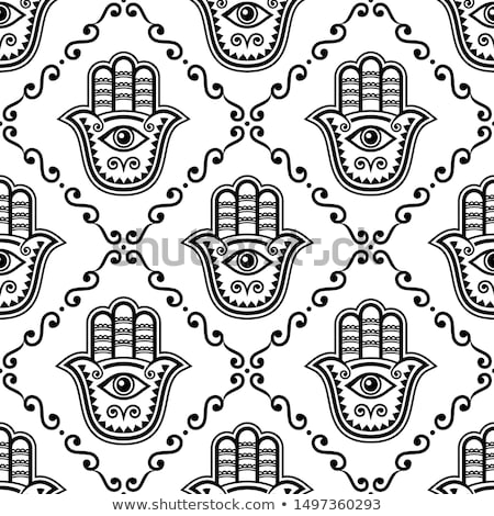 Stok fotoğraf: Hamsa Hand Seamless Vector Pattern Khamsa Or Hand Of Fatima Repetitive Design Symbol Of Protecti