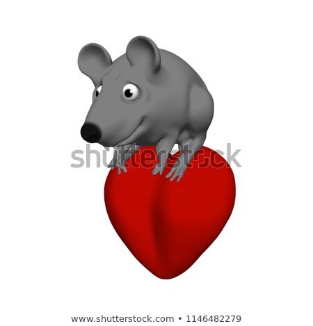 Foto d'archivio: Rat With Red Heart On White Background Isolated 3d Illustration