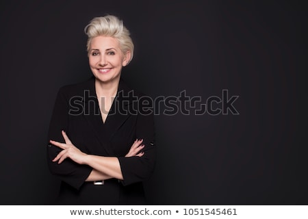 Cute Blond Lady On Black Background Zdjęcia stock © NeonShot