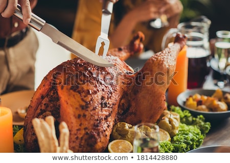 Stock fotó: Young Man And Young Woman Cutting Chicken