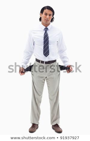 Stock fotó: Portrait Of A Businessman Showing His Empty Pockets Against A White Background