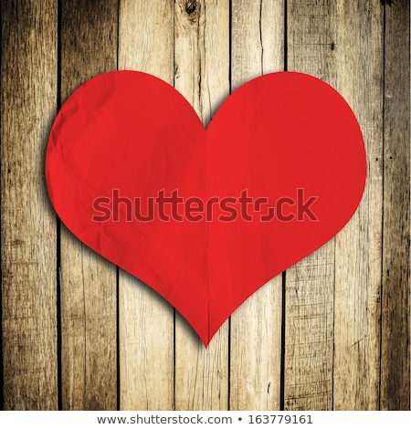 Stok fotoğraf: Red Paper Hearts On Grunge Wooden Background