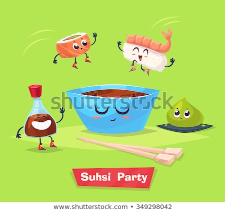 Stock photo: Two Roll Soy Sauce And Chopsticks