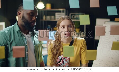 ストックフォト: Closeup Portrait Of A Man With Sticker On Forehead