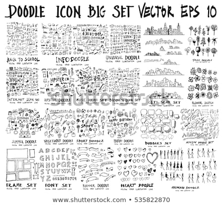 Stok fotoğraf: Hand Drawn School Icons Set