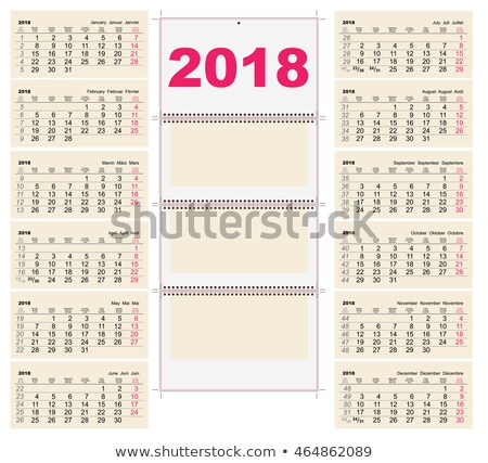 Zdjęcia stock: Template Grid Wall Calendar 2018 First Day Monday