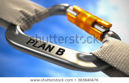 Stock foto: Chrome Carabiner Hook With Text Plan B
