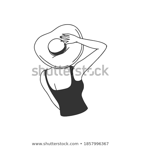 Zdjęcia stock: Woman In Panties And Bra Swimsuit Hat Vector