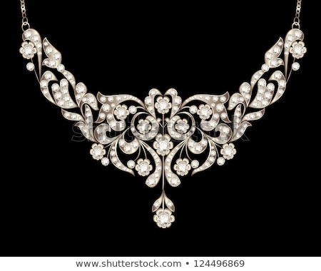 Zdjęcia stock: Necklace With Precious Stones Vector Illustration