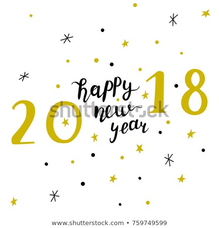 Foto stock: Minimalistic Happy New Year Greeting Card With Retro Lettering