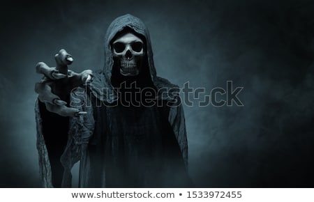 Stock fotó: A Scary Graveyard And Skeleton