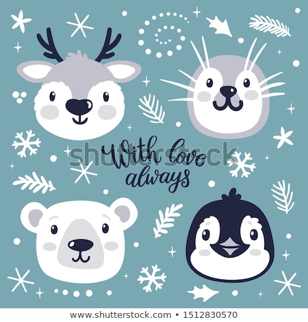 Сток-фото: Be Merry Greeting Card With Cute Arctic Penguin