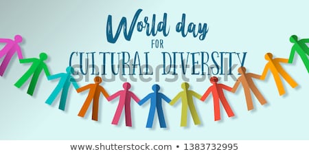 Foto stock: Cultural Diversity Day Banner Of Paper People Team